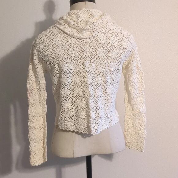 Ago e Filo white lace tie front cardigan blouse size M - Picture 6 of 6